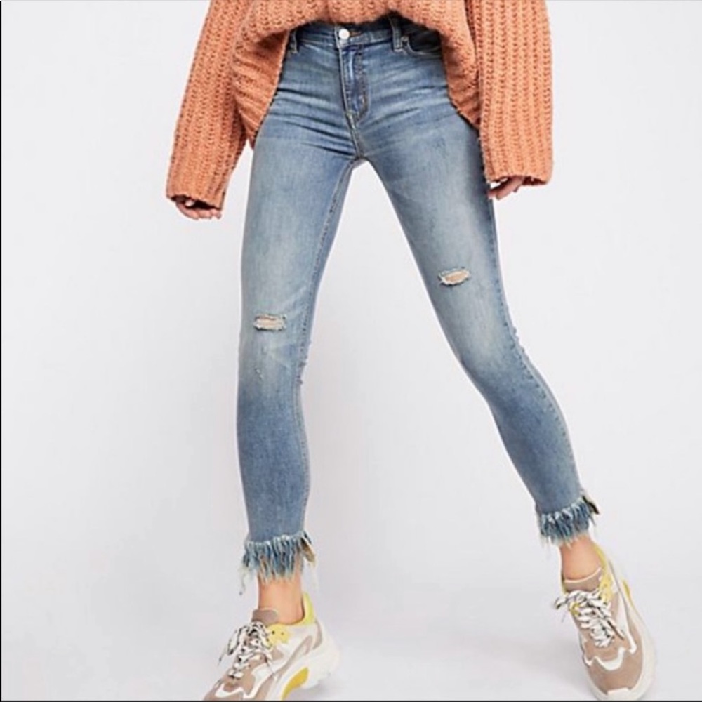 Free People Frayed Bottom Jeans